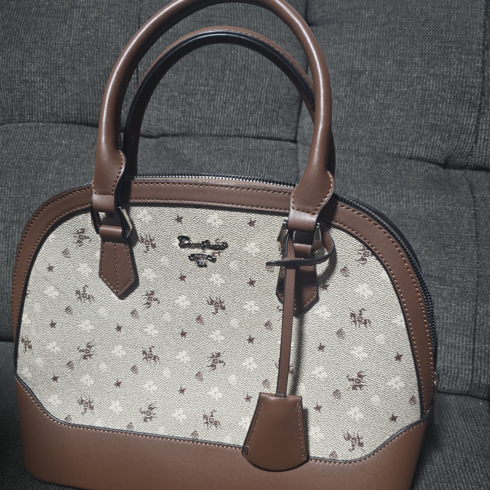 Brown and Cream Designer Handbag